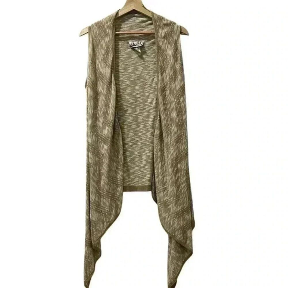 212 Womens Sleeveless Beige Opne Cardigan Size Medium